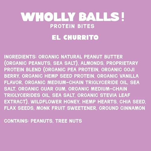 Image of Wholly Balls Protein Bites a€ inch Healthy Plant-Based Snack | High Protein, Low Sugar, Gluten-Free Energy Balls (Pack of 3, El Churrito)