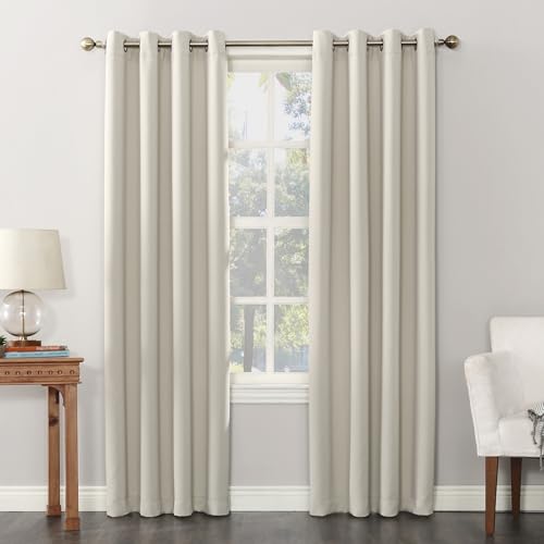 Image of Sun Zero Soho Blackout Energy Efficient Grommet Curtain Single Panel, 54" x 63", Pearl Off-white