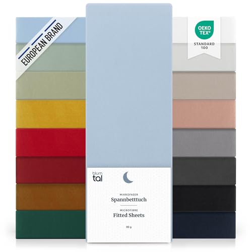 Blumtal lenzuolo con angoli Franchese: 135x190x30cm - Pacco da 2 - lenzuolo Franchese con angoli in microfibra - certificato Oekotex in Azzurro Chiaro