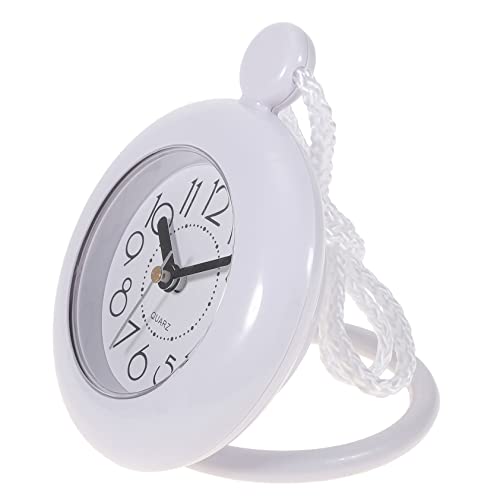 ULDIGI Waterproof Alarm Clock Small White Bathroom Wall Hanging Clock Decor Battery Operated