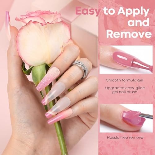 Image of DUDUSTRONG Bolt Bee Gel Glossy Finish Nail Polish Kit Gel Nail Polish Set, 6 Colors Nude Pink Gel Polish Set Romantic Baby Nail Polish Gel (A1 Light Pink Set (03+133+134+70+104+100)), 90 Ml