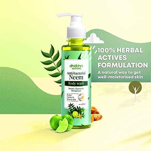 Image of Dhathri Ayurveda Anti-Bacterial Neem Body Wash | Body Wash for Men and Women | Natural Body Wash to Stay Fresh & Moisturized| 99.9% germ protection (200 ml)