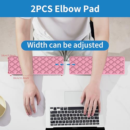 Image of MEKASS L-Shaped Desk Elbow Pad for Desk, Memory Foam Elbow Support Padding with Non-Slip, Ergonomic Desk Edge Cushion, Wrist Comfort Support for Office Home 2 Pcs (Diamond Pink)