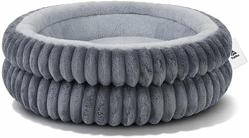 Round Donut Dog Bed, Washable Plush Calming Pet Bed