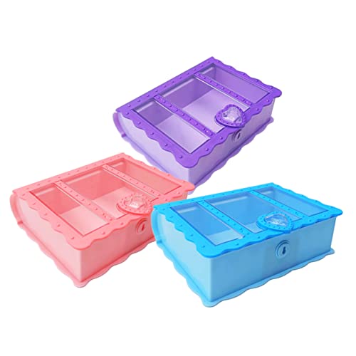 HOOTNEE 3pcs Book-shaped Storage Box with Lock Adorable Craft Holder for Girls Desk Organizer for Toys and Stationery Chic Decorative Treasure Chest
