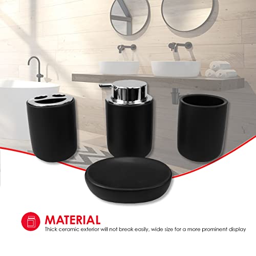 Home Basics Luxem 4 Piece Ceramic Bath Accessory Set (Black, 1) | Matte Finish | Neutral Color | Extremely Durable - Image 5