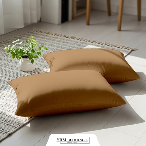 Image of YRM Bedding's - Egyptian Cotton 600TC Pillow Cover | Premium Pillowcases | Luxury Bedding-Export Collection | High Thread Count Durable & Breathable Covers - Beige | [19''x30''] Inches