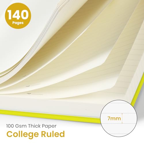 Image of Taja Lined Spiral Journal Notebook for Women & Men, 140 Pages, College Ruled Hardcover Notebook for Work & Note Taking, Journals for Writing, A5(5.7 inch x 7.9 inch) - Lemon Yellow
