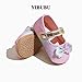 yibubu Fashion Gold Bow Baby Girl Shoes Soft Sole Crib Shoes for Infant & Toddler, Non-Slip First Walkers Newborn Baby Mary Jane Flats (Pink, Infant, 18 Months, Age, US Footwear Size System, Medium)