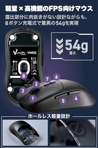 エレコム(ELECOM) エレコム ワイヤレス ゲーミングマウス V custom M-VM510BK の商品画像 3