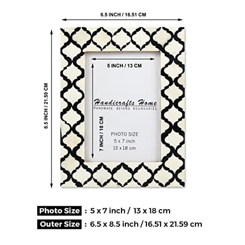 Picture Photo Frame Moorish Damask Moroccan Arts Inspired Handmade Naturals Bone Frames Photo Size 5X7 Inches Black White, Gifts For Mom #TOP4