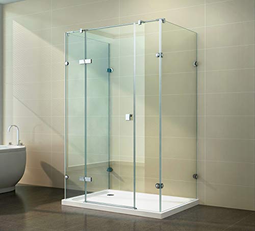 Duschkabine Dusche U Form U Duschabtrennung 8 mm ESG NANO-Beschichtung, Isar, Größe:120 x 80 x 190 cm, Dusche_Amazon:Einstieg DIN links | Klarglas | ohne Duschtasse & Ablauf
