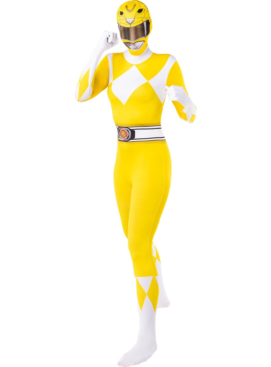 Funidelia Power Ranger gelbe zweite Haut Kostüm für Damen, Offizielle Lizenz, Größe XS Film und Serien, Superhelden - Verkleidung für Erwachsene für Partys, Karneval und Halloween