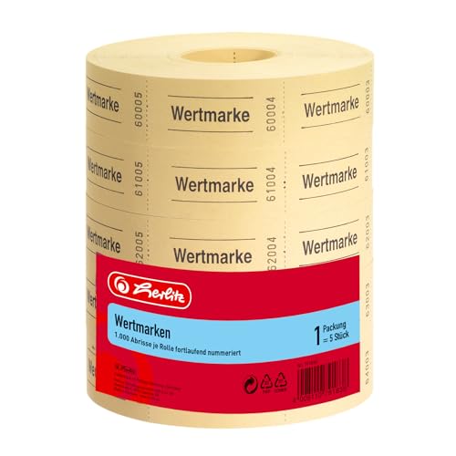 Herlitz 791830 Neutrale Wertmarken 5x1000 Abrisse farblich sortiert (1 5x1000 Abrisse)