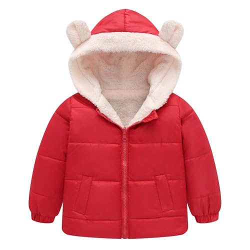 Girls and Toddler's Winter Coat Sherpa Fleece Lined Puffer Jacket with Bear Ear Hood Kids Quilted Padded Down Coat