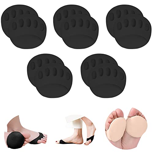 Image of Ball of Foot Cushions Honeycomb Fabric Metatarsal Pads Invisible Socks Pads for Women and Men Reusable Forefoot Pads (5 Pairs-Black)