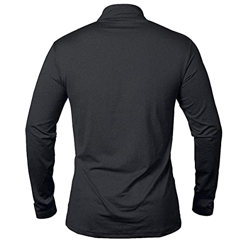 CARWORNIC Men's Sports Tops 1/4 Zip Long Sleeve Gym Running T-Shirts Quick-Dry Golf Hiking Polo Shirts Lightweight Pullover Tops Breathable Spring Workout Athletic Shirts Black - Image 2