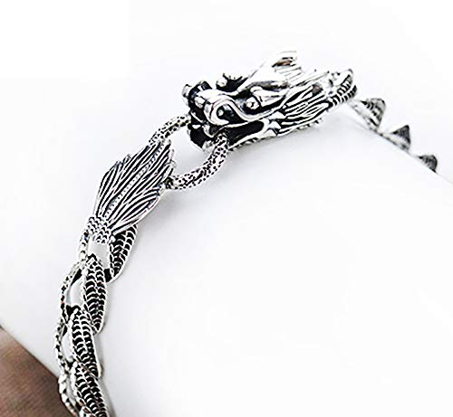 Pulsera de dragón en plata esterlina como amuleto de la suerte y joyería de recuerdo