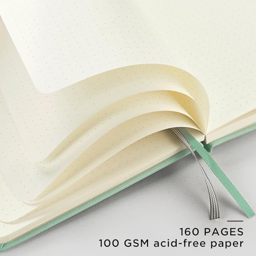 &And Per Se Caderno pontilhado, diário pontilhado de couro de capa dura A5, 160 páginas, papel ponti