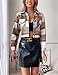Yeokou Women's Fashion Cropped Flannel Shirt Plaid Shacket Long Sleeve Button Down Jackets Coat(#3Coffee-S)