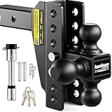 HANDNAM Drop Hitch Adjustable Trailer Hitch, Tow Hitch with 6-Inch Drop/Rise for Truck (12,500 LBS GTW), Adjustable Drop Hitch Fits 2-Inch Receiver, Trailer Hitches with Double Anti-Theft Pins Locks