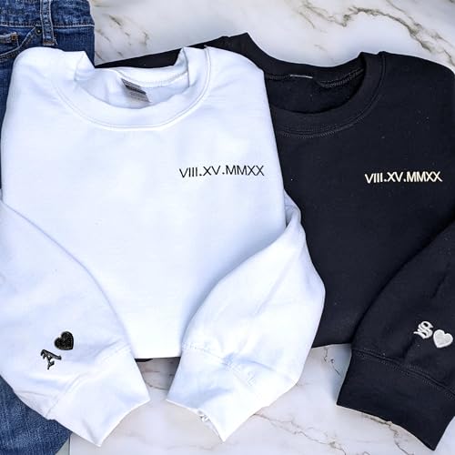 Pamaheart Custom Embroidered Roman Numeral Hoodie - Matching Hoodies, Couple Sweatshirts, Gifts for Her, Him, Valentines Day2