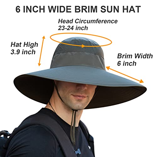 Image of Wide Brim Sun Hat for Men Women UV Protection Ventilated Summer Hats for Fishing Hiking Garden Beach