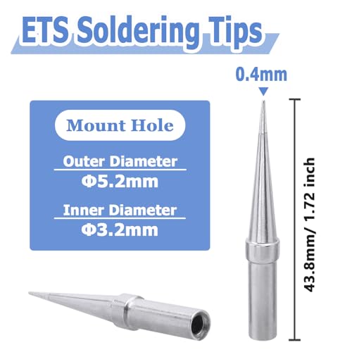 Image of Mesee 5 Pieces Weller ET Soldering Tip Set ETS Solder Iron Tips Replacement Lead-Free Welding Head Tool Accessory for Weller WE1010NA WES51 WES50 PES51 PES50 WEP70 EC1002 EC1201A