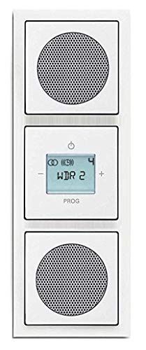 Busch Jäger Unterputz UP Digitalradio 8215 U (8215U) Komplett-Set Future Linear Studioweiß mit 2 x Lautsprecher in 3 fach Rahmen 1723-184K integriert