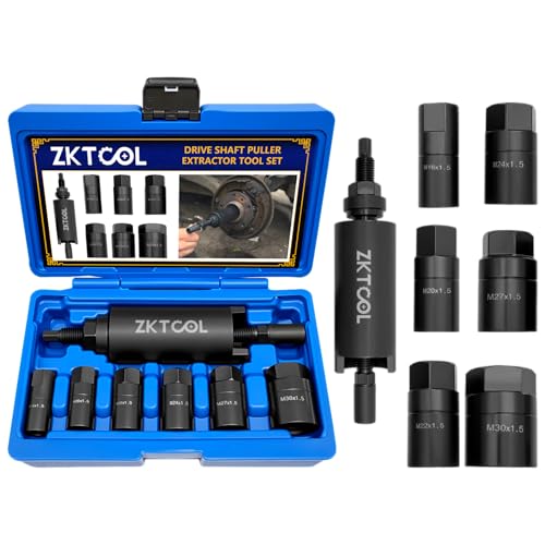 ZKTOOL 7PCS Drive Shaft Puller Removal Tool, Compatible with BMW, VW and Most Other Models, With 6 Adapters M16, M20, M22, M24, M27, M30