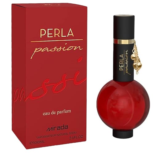 MIRADA Perla Passion, Women's Eau de Parfum (EDP) 3.4 FL. Oz (100ml), Women’s Perfume with Notes of Pear, Grapefruit, Currant, Pink Pepper, Heliotrope, Pineapple, Rose, Jasmine, Vanilla, Patchouli