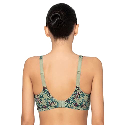 Image of Triumph Minimizer Bra for Women| Non Wired Non Padded| My Flower Series Full Coverage Lingerie Visually Reduces Bust by One Cup Size Wireless Floral Microfiber Support Bra Pack of 1