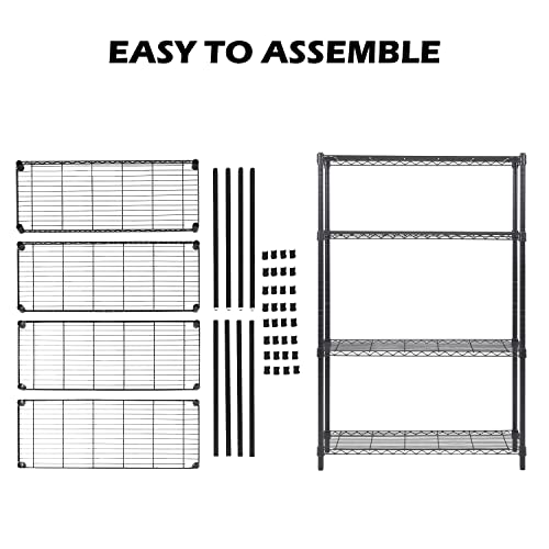 Xcvbde 4-Tier Storage Shelves 36''X14''X54'' Height Adjustable Garage Storage Shelves Heavy Duty Pantry Shelving Metal Utility Shelves Wire Rack For Home Kitchen Laundry Room Organization（Black） #TOP2