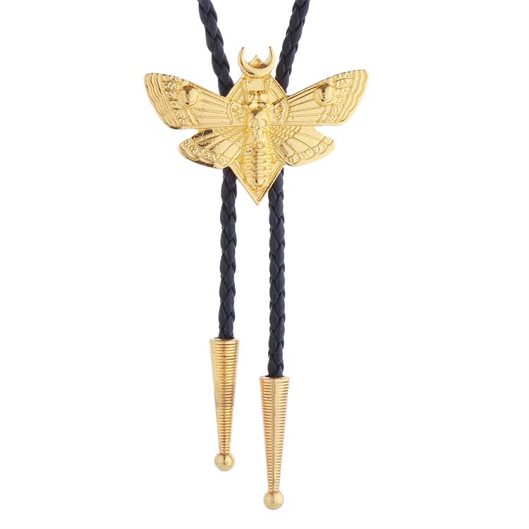 Image of Western Cowboy Bolo tie for Men Women Gold Silver Death Skull Moth Cross Bolo Tie Christmas Deer Rooster Wolf Necktie Gift