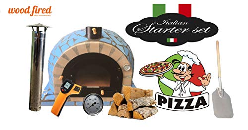 Pro-Deluxe Ceramic Wood Fired Pizza Oven Starter Kit, Ceam Arch, Black Window Window, 100cm x 100cm