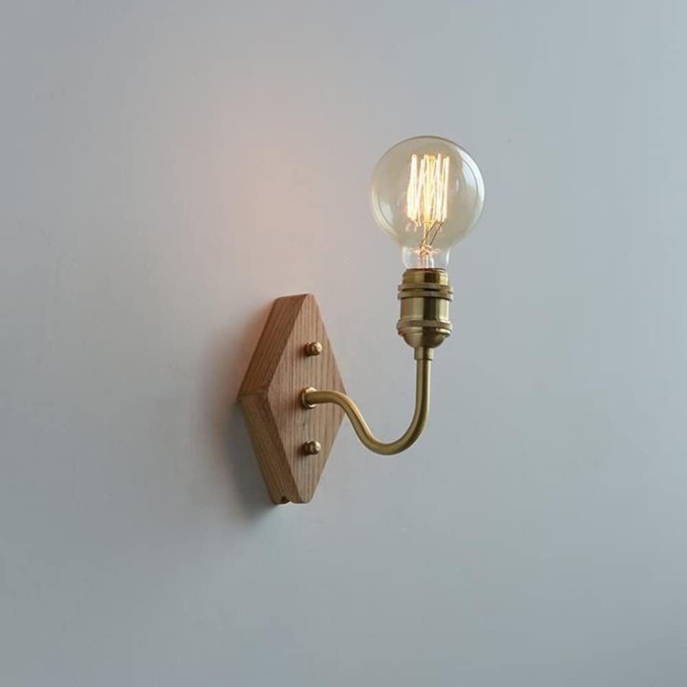 Cwcqgh Ash Wall Lamps Sconces Wood Wall Light Industrial Wall Sconce Copper Wall Lamp, Farmhouse Wall Sconces Vintage Wall Mount Lighting Fixture Living Room,