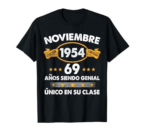 69 Años Cumpleaños Regalo Noviembre 1954 Noviembre 69 Años Camiseta