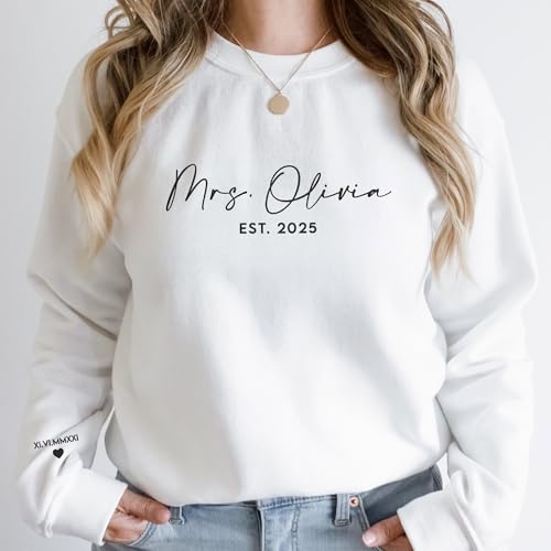 GODMERCH Custom Embroidered Mrs Sweatshirt - Future Mrs Hoodie, Bride Sweatshirts, Gifts for Her Bride to Be Engagement Bachelorette Party Bridal Shower Wedding2