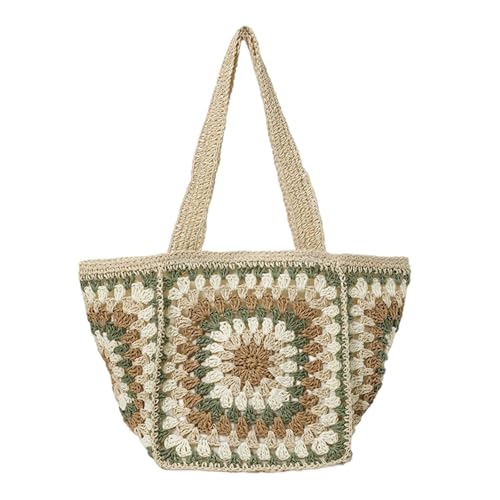 Sac de Plage Grande Capacité DuskHaven en Crochet Vert pour Tout Transporter