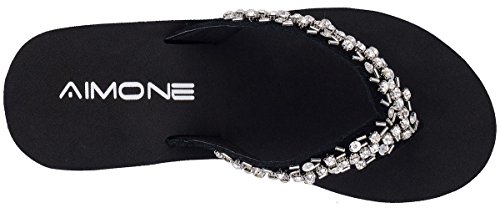 Aimone-Appoline Wedge Flip Flop Sandals For Women Black Platform Sparkle Flip Flops Ladies Dressy Shoes(10 B(M) Us,Silvery) #TOP3