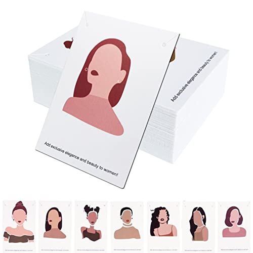 100 Pcs Cartes d'Affichage de Collier de Boucle d'Oreille, papier Bijoux Affichage Support de Carte, Boucles d'Oreilles Affichage Cartes, Motif Aléatoire, pour Bijoux Affichage(Blanc) Cover
