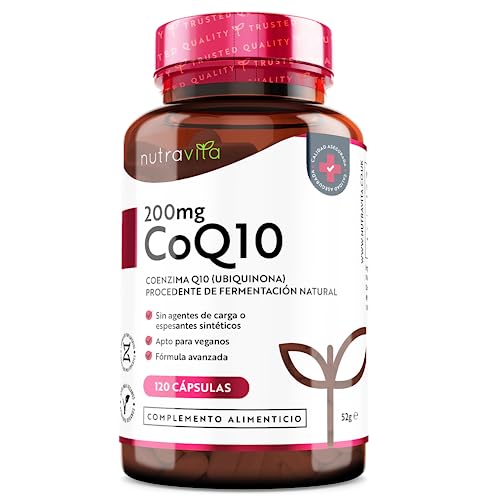 CoQ10 200mg - 120 Vegan Capsules of High Strength Co Enzyme Q10 (4 Months Supply) - 100% Pure and Naturally Fermented Ubiquinone Coenzyme - No Synthetic Additives - Made in The UK by Nutravita