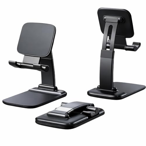 Image of Mizi Portable Cell Phone Stand for Desk - Height & Angle Adjustable Mobile Foldable Holder, Compatible with iPhone 17 16 15 14 13 12 11 Pro Max, Galaxy S25 S24, All 4-10 inch Devices - Black