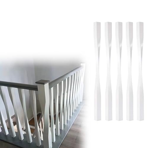 Barandillas de ático blancas de madera con columnas torcidas para escaleras de interior 5 uds