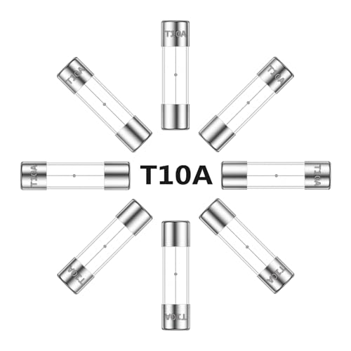 ALLECIN 5x20MM 10A 250V Slow Blow Glass Fuses 10 Amp 250 Volt 0.2 x 0.78 Inch Slow-Acting Time-delay Fuse T10AL250V Tube Fusibile (Pack of 20Pcs)