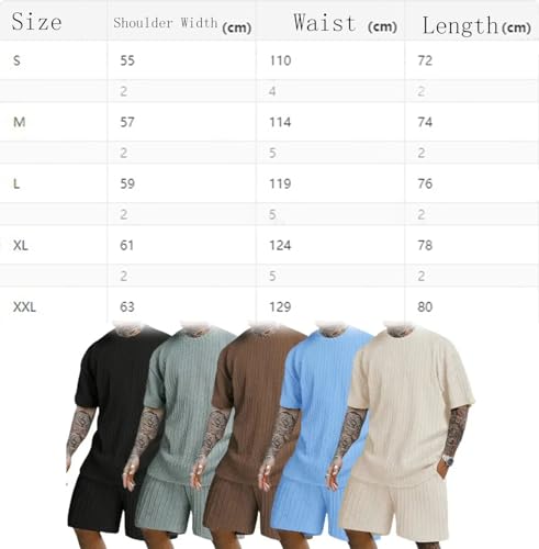 Men's Casual Textured Printed Short Sleeve Tee & Drawstring Waist Shorts Set, for Men Summer Print Top Pants Set2