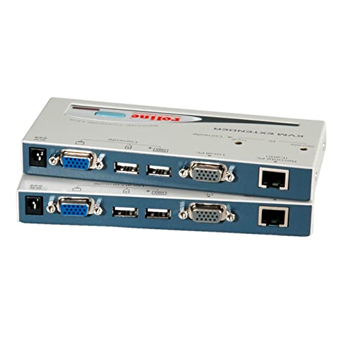 ROLINE Prolongateur Smart KVM via RJ-45, VGA, USB - Commutateurs écran-clavier-souris (VGA, USB, 1024 x 768 pixels, 150 m, metal, 20 x 156 x 65 mm)