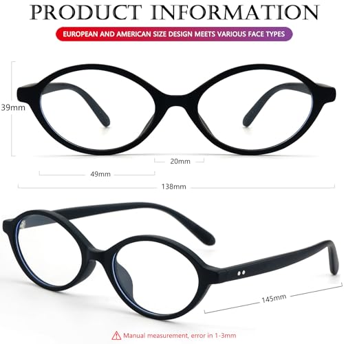 Image of AIEYEZO Small Oval Blue Light Glasses for Women Fashion Retro TR90 Oval Frames Computer Screen Glasses (Matte Black)
