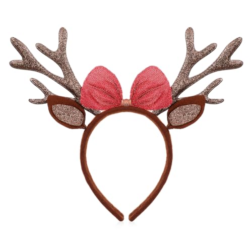 Quilax 1 Stück Haarreifen Weihnachten Rentier,Glitzer Reh Haarreif...