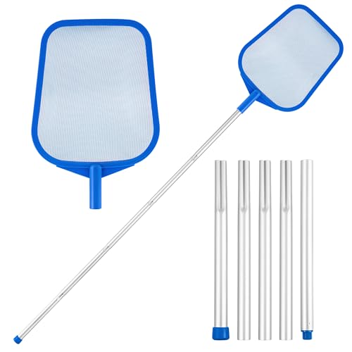 coclothy Pool Net - Pool Skimmer Net with 5 Section Detachable Poles 22.2- 59.1 Skimmer Net with Fine Mesh Net Pool Leaf Net